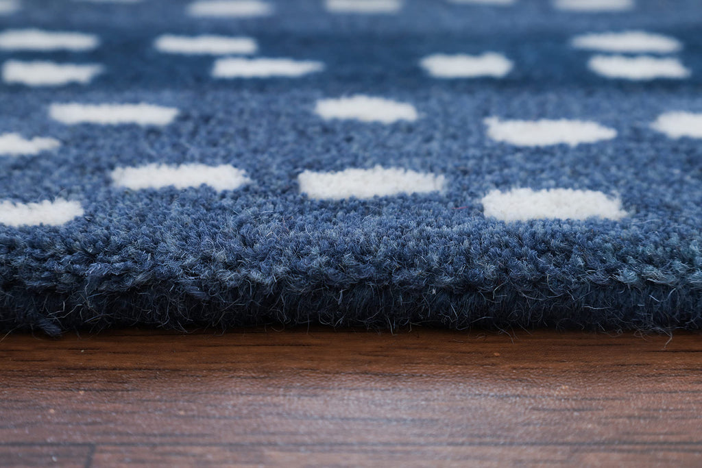 Antelope Print Wool Rug — Navy Blue, view 7