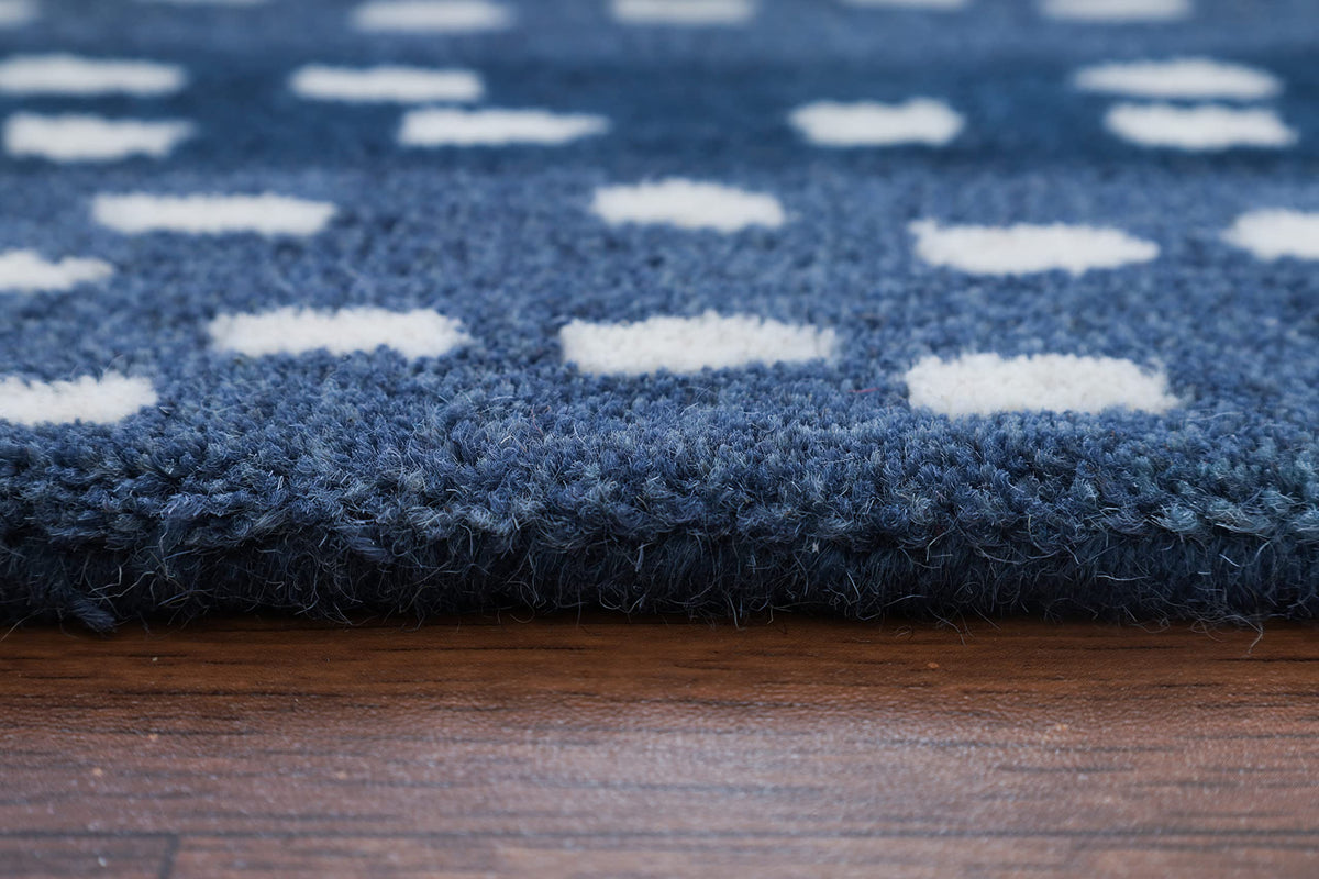 Antelope Print Wool Rug — Navy Blue, view 7