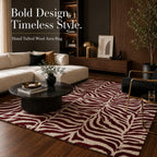 Zebra Wool Rug — Burgundy, view 7
