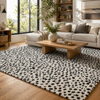 Cheetah white animal print wool rug, view 3