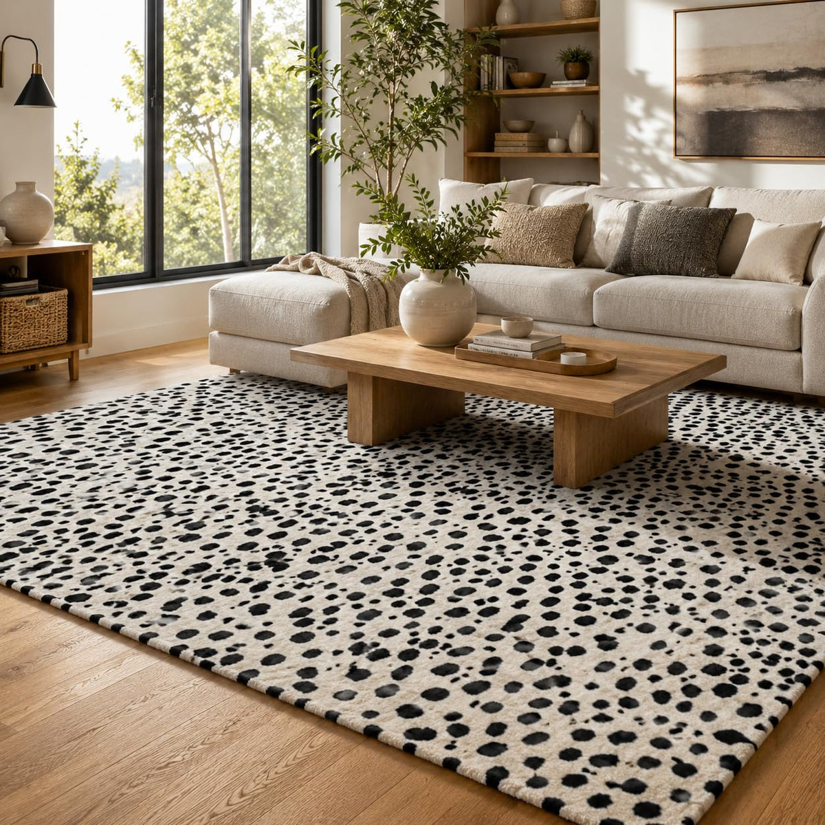 Cheetah white animal print wool rug, view 3