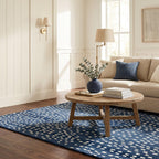 Antelope Print Wool Rug — Navy Blue, view 9