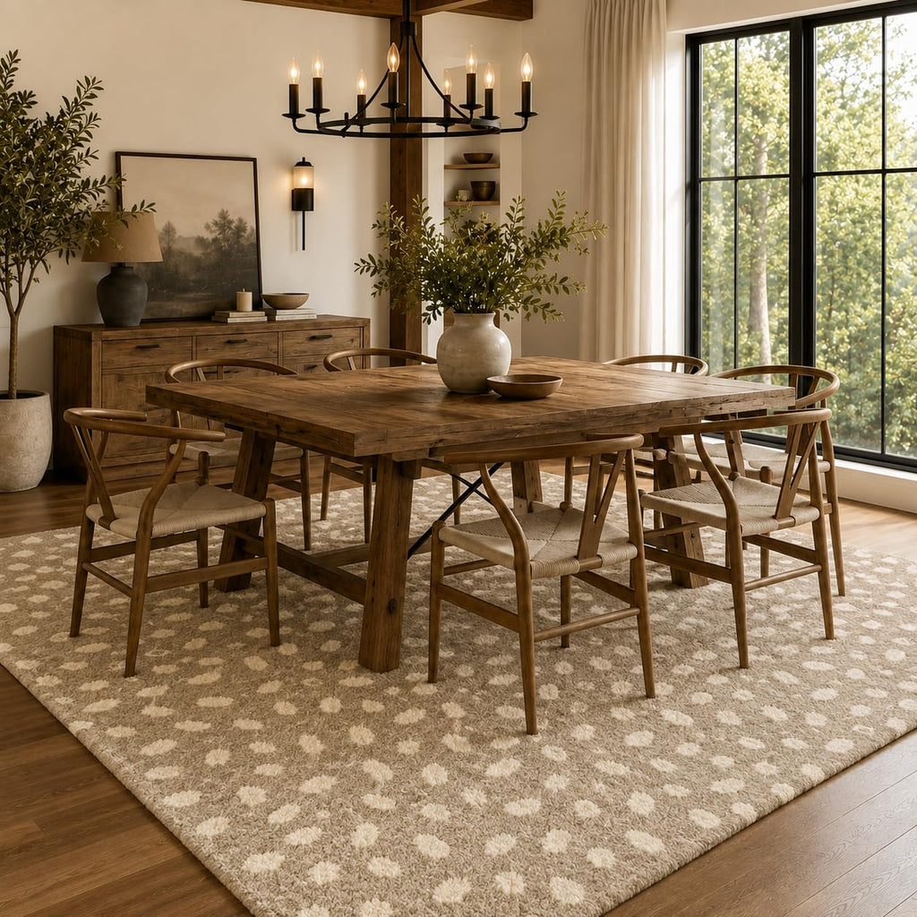 Cheetah fawn animal print wool rug, view 7