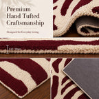 Zebra Wool Rug — Burgundy, view 8