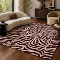 Zebra Wool Rug — Burgundy, view 1
