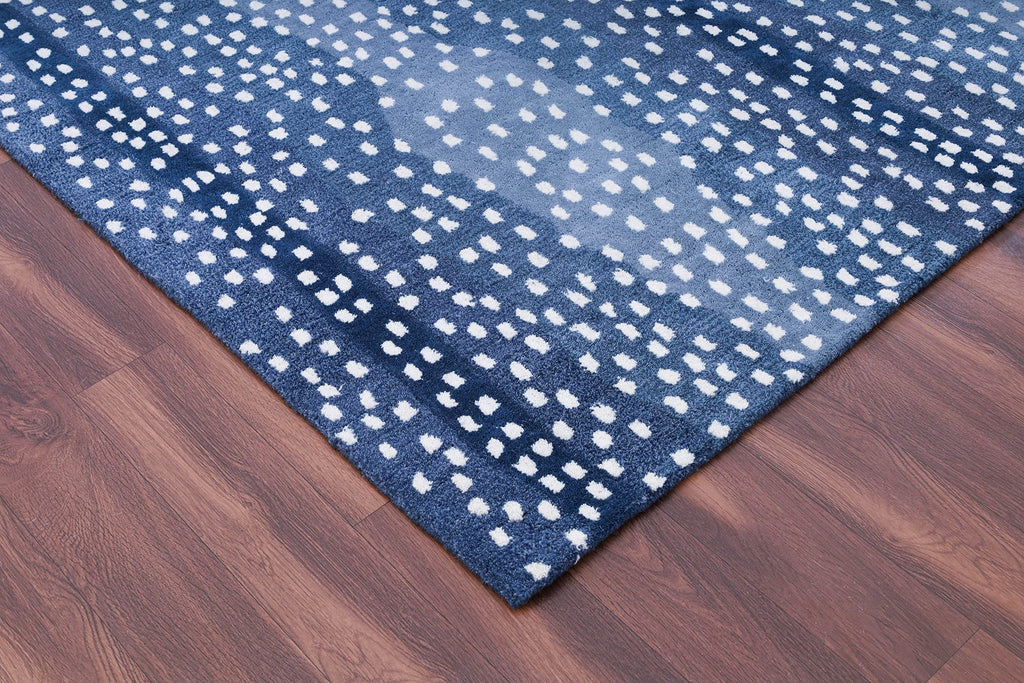 Antelope Print Wool Rug — Navy Blue, view 8