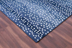 Antelope Print Wool Rug — Navy Blue, view 8