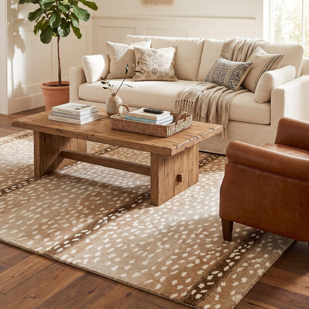 Antelope Print Wool Rug — Natural, view 8