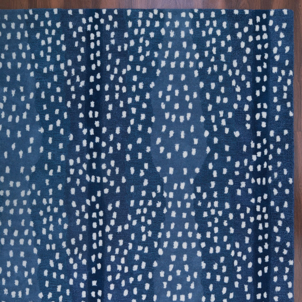Antelope Print Wool Rug — Navy Blue, view 1