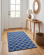 Scroll Tile Moroccan Wool Rug — Blue & Ivory, view 2