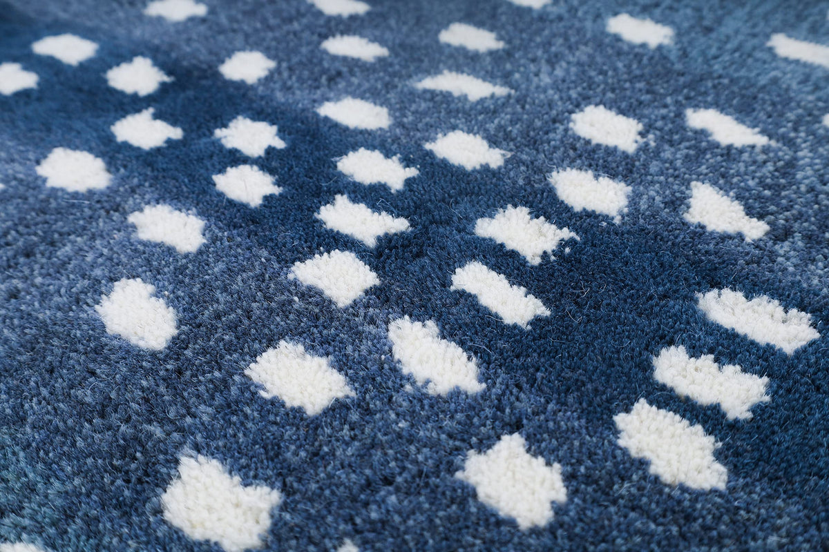 Antelope Print Wool Rug — Navy Blue, view 6