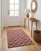 Scroll Tile Moroccan Wool Rug — Rust & Ivory, view 3
