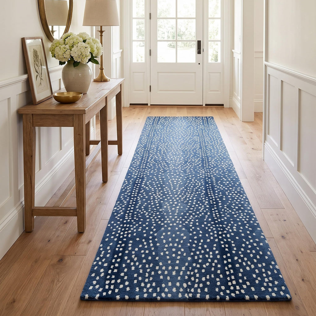 Antelope Print Wool Rug — Navy Blue, view 10