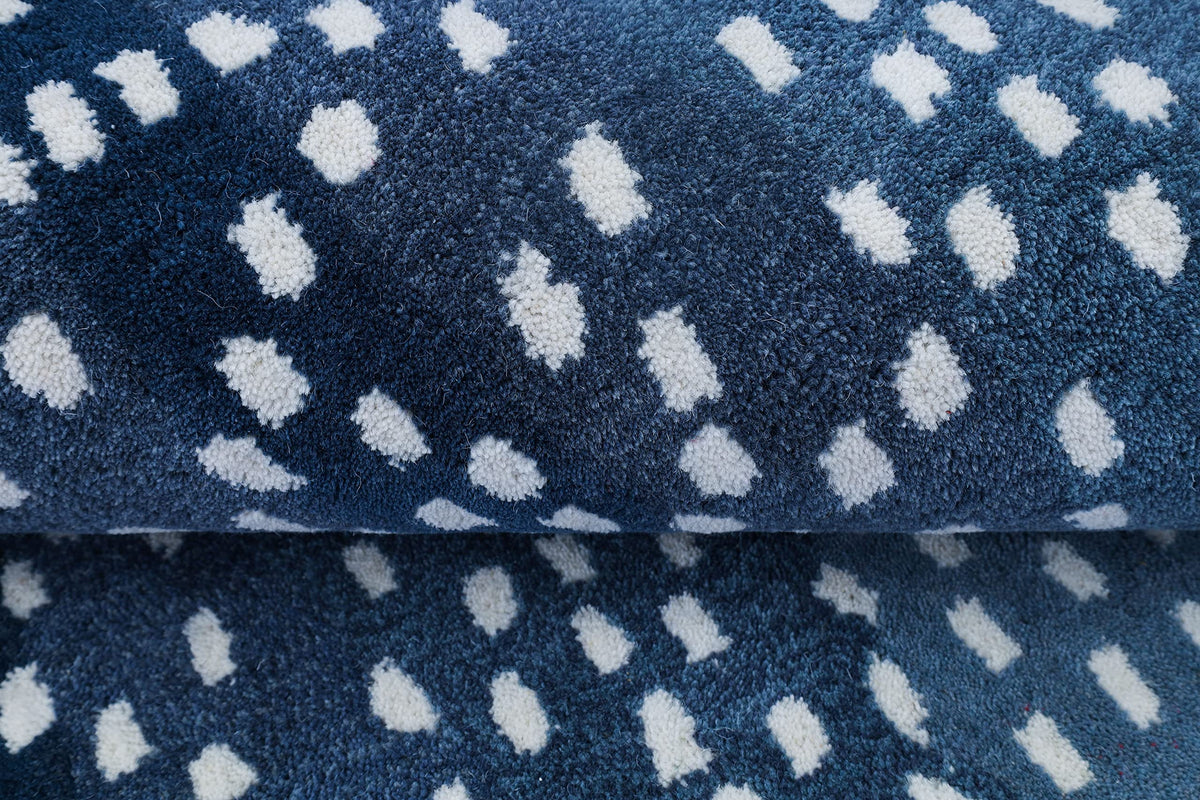 Antelope Print Wool Rug — Navy Blue, view 3
