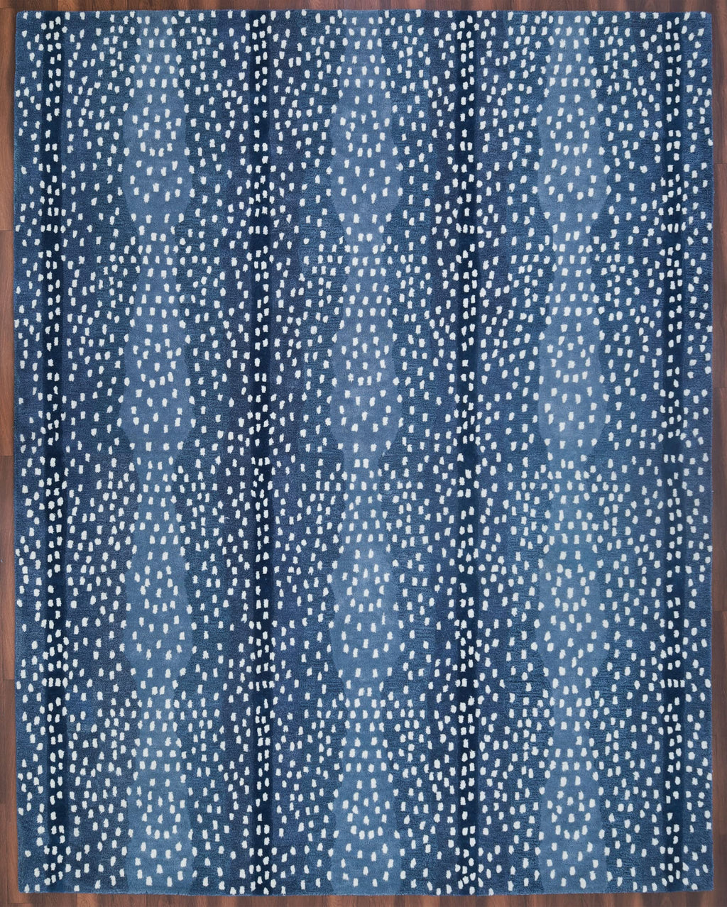 Antelope Print Wool Rug — Navy Blue, view 2