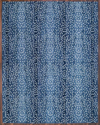 Antelope Print Wool Rug — Navy Blue, view 2
