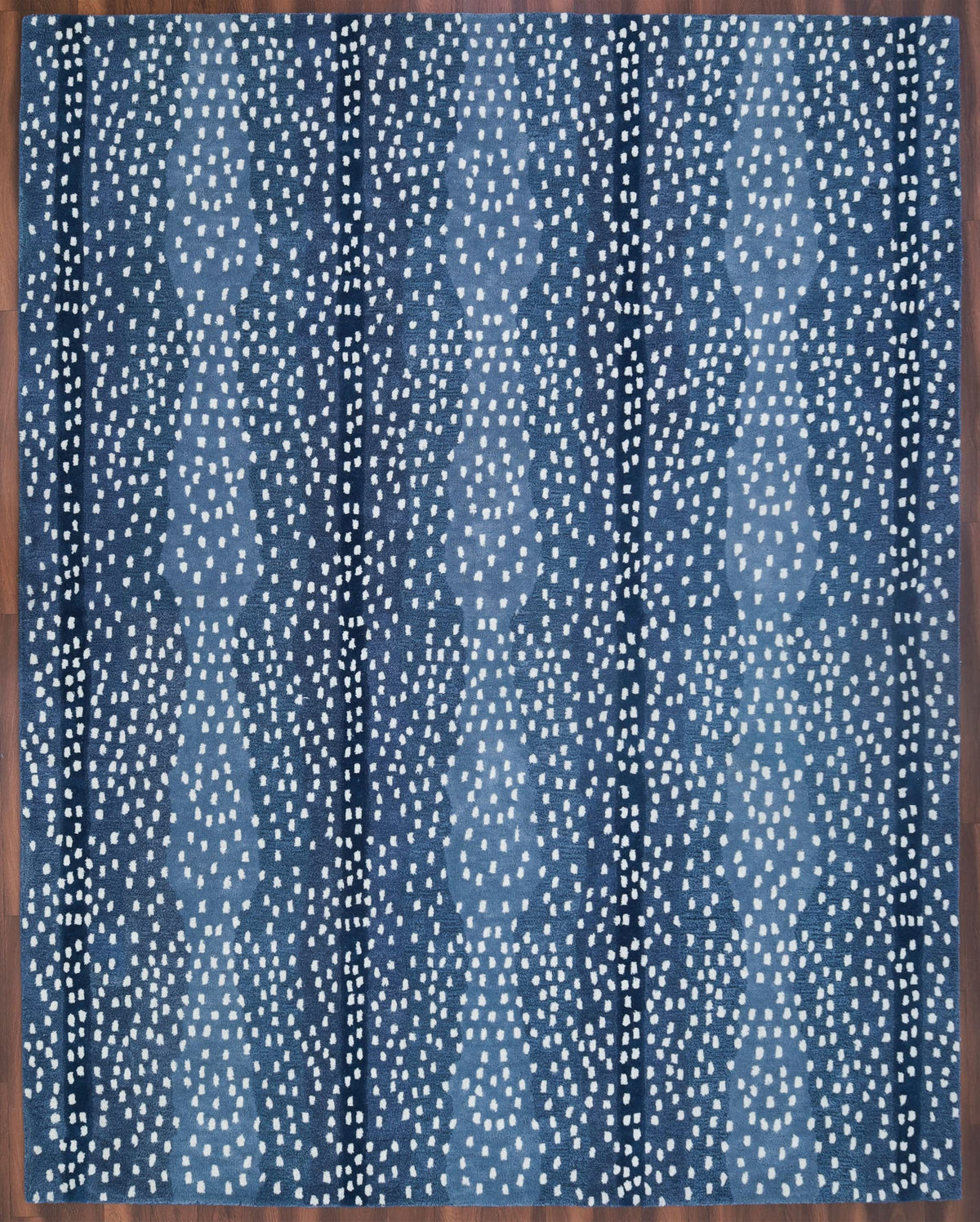 Antelope Print Wool Rug — Navy Blue, view 2
