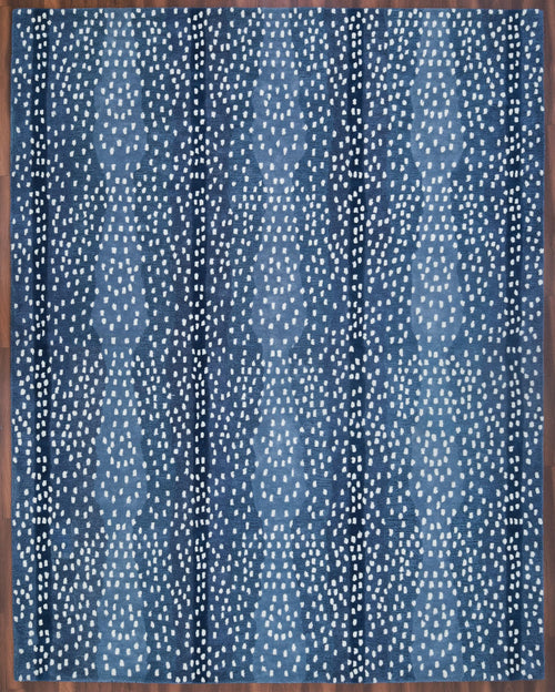 Antelope Print Wool Rug — Navy Blue, view 2