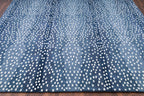 Antelope Print Wool Rug — Navy Blue, view 4
