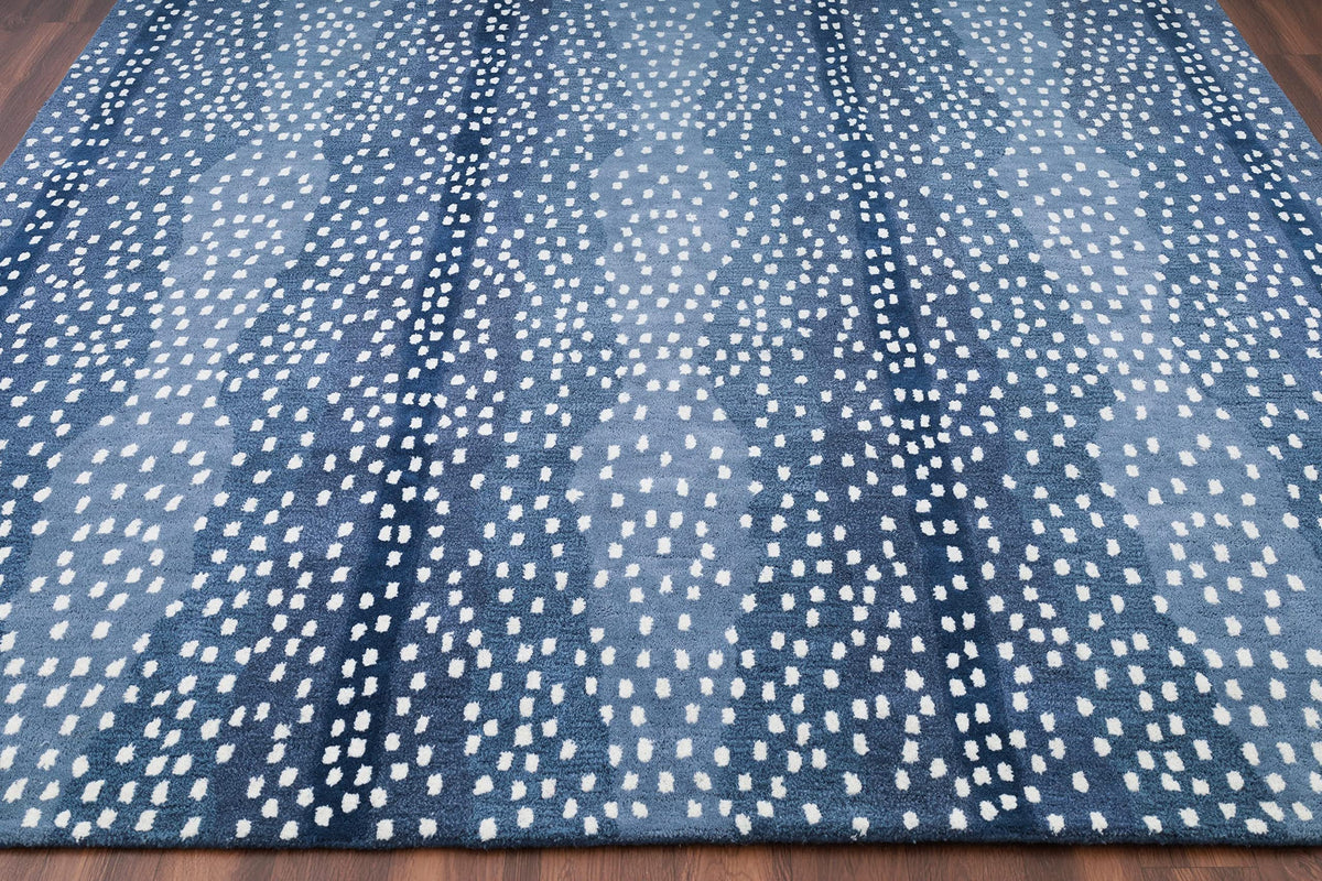 Antelope Print Wool Rug — Navy Blue, view 4